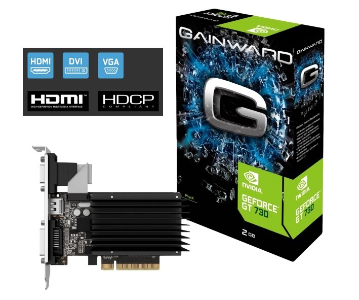 Видеокарта Gainward GeForce GT 730 2GB DDR3 64bit CRT DVI HDMI