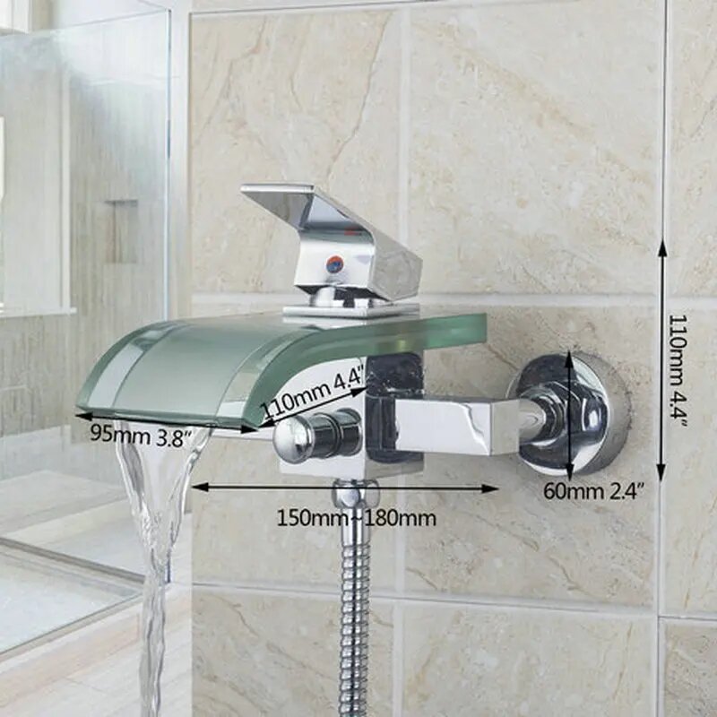 Смеситель KEMAIDI для ванны стеклянный кран «Водопад» с алмазной ручкой с ручным душем настенное крепление кран для ванны