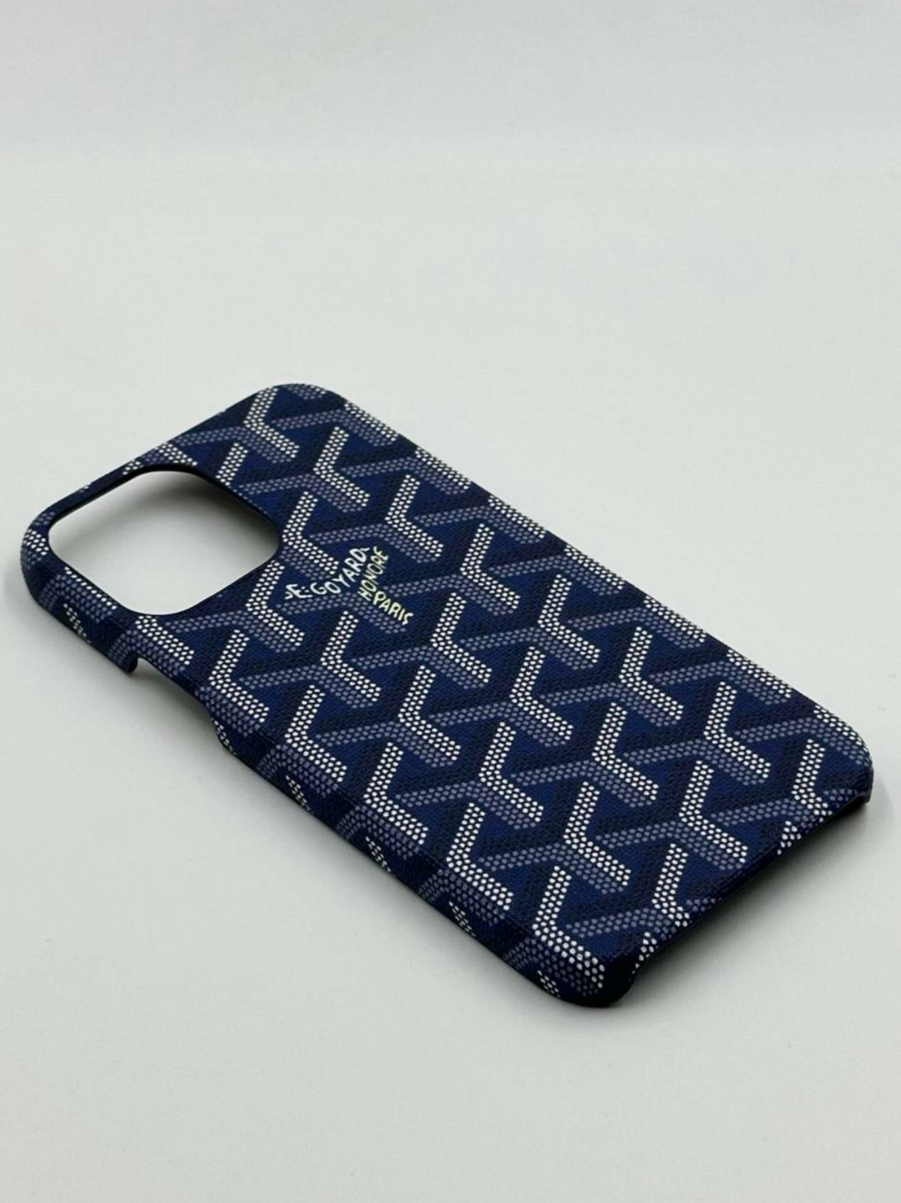 Чехол для iPhone 11 pro Goyard (Синий), кожаный — фото 1
