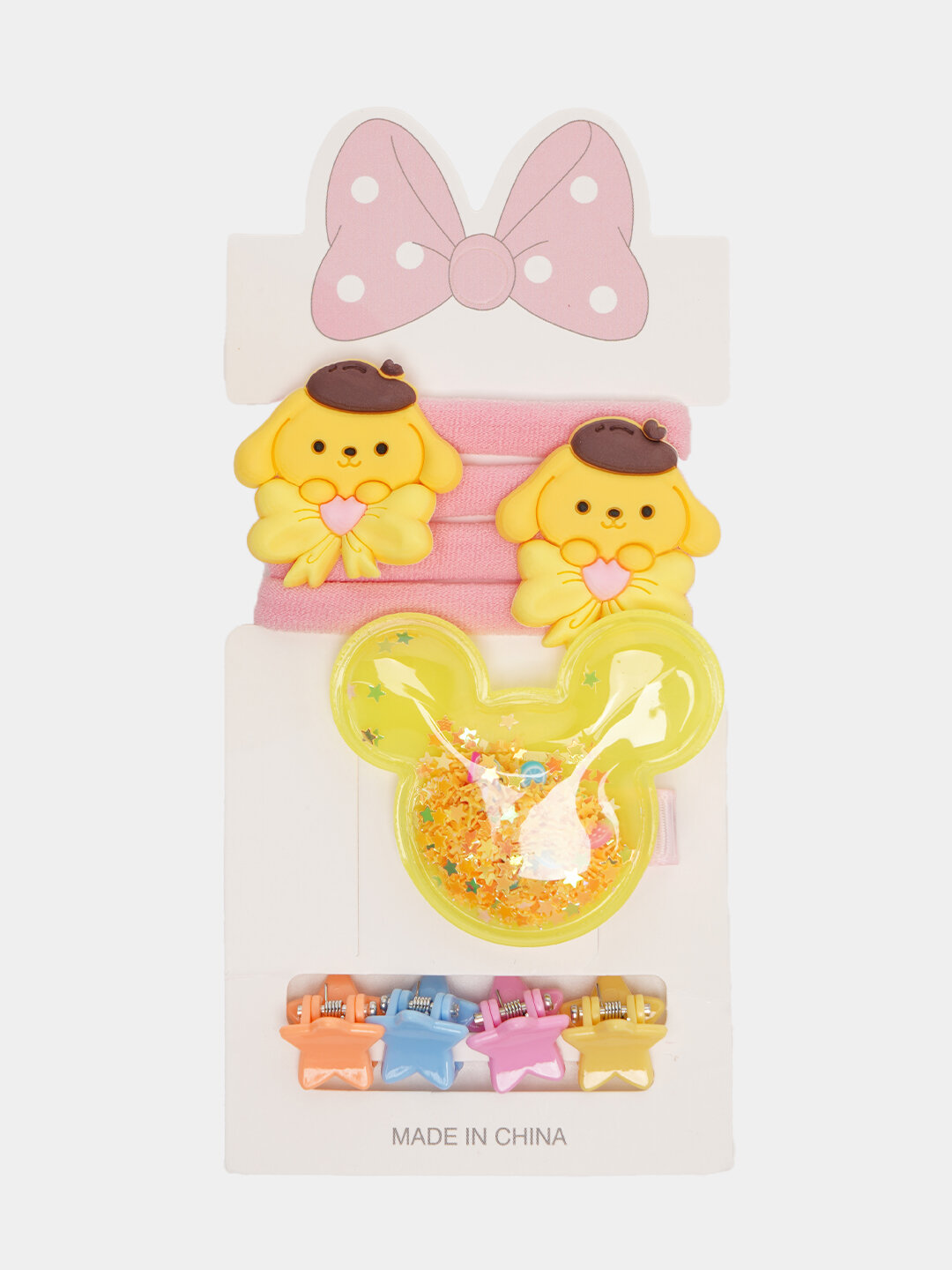 Набор четыре резинки + четыре маленких заколки и одна больщая заколка, набор для принцессы