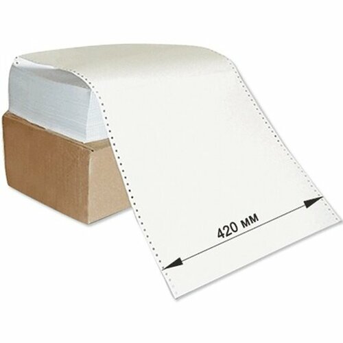 Бумага с неотрывной перфорацией STARLESS 420х305(12")х1600 л. белая, 1-слойная, белизна 98%