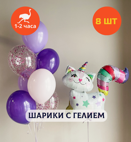 Изображение товара Шарики воздушные на день рождения, воздушные шары с гелием, шары с днем рождения, набор шаров для девочки "Радужный мечтатель", Купить шары, 8 шт.