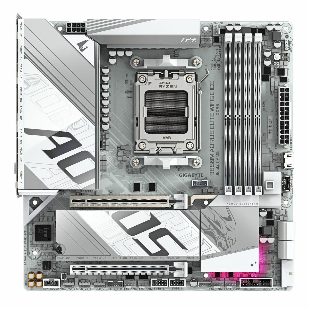 Материнская плата Gigabyte B850M AORUS ELITE WIFI6E ICE, AM5, AMD B850, Micro-ATX, RTL (B850M AORUS ELITE WIFI6E ICE) — фото 1