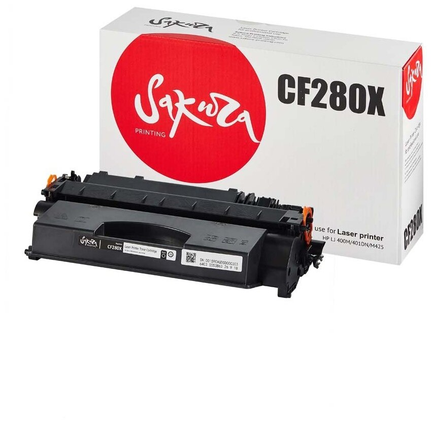 Картридж CF280X для HP LaserJet M425dn, M401dn, M425dw, M401d, M425, M401a, M401 6900 стр. Sakura