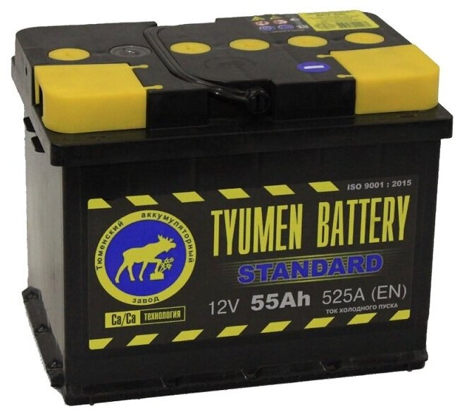 Аккумулятор автомобильный TYUMEN BATTERY STANDARD 55 А/ч 525 А прям. пол. Росс. авто (242x175x190)