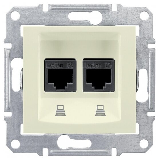 SEDNA розетка компьютерная RJ45, двойная, STP, бежевый, SCHNEIDER ELECTRIC SDN5000147 (1 шт.)