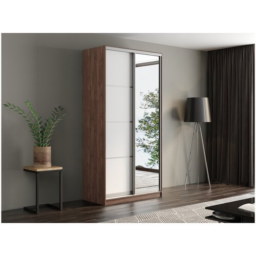 Шкаф-купе Матэрна шамони темный / белый / + зеркало, 110х58х240 см