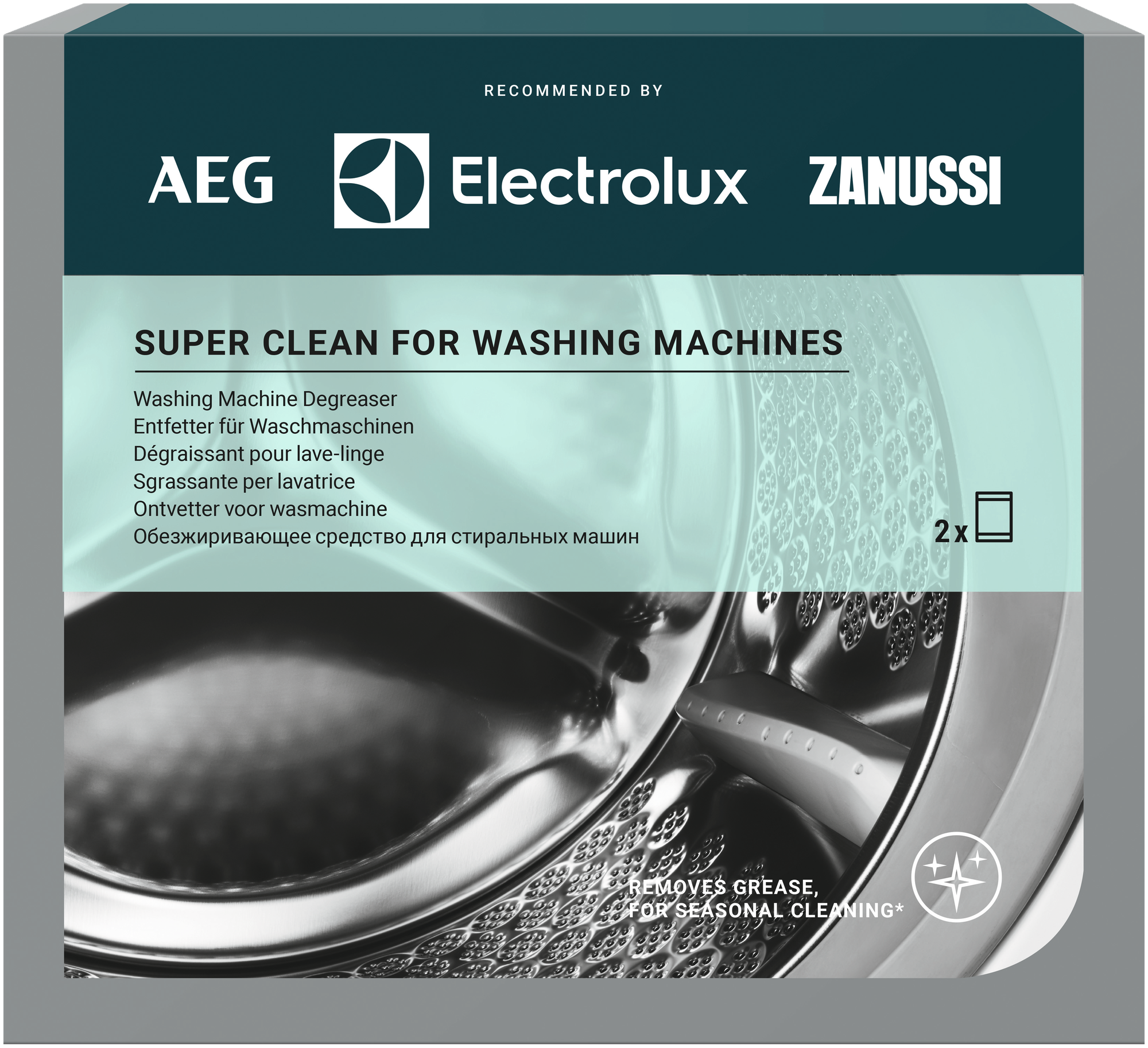 Electrolux Super Clean WM Обезжиривающее средство для стиральных машин, 100 г, 2 шт.