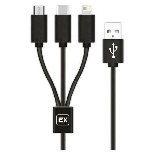 дата кабель huawei ap555 usb microusb переходник type c white Дата-кабель 3в1 USB - microUSB/8 Pin/TYPE-C 1.2М 2.1A Classic круглый чёрный EXPLOYD EX-K-646