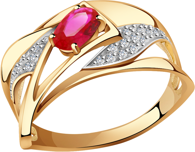 Кольцо Diamant online, золото, 585 проба, корунд, фианит