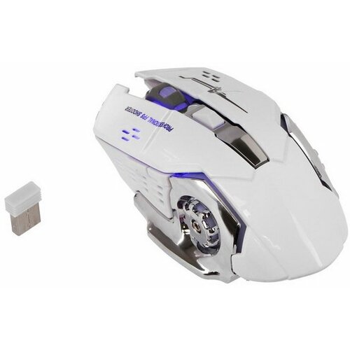 Мышь MB-2.7, игровая, беспроводная, оптическая, 800-2400 dpi, 500 мАч, подсветка, USB, белая