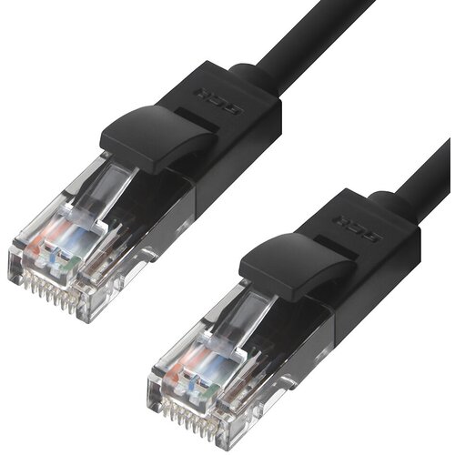 Патч-корд UTP cat.5e 1 Гбит/с RJ45 LAN CCA контакты 24K GOLD (GCR-LNC500) черный 1.0м