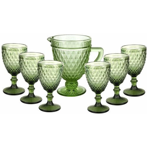 Набор стаканов с кувшином BEKKER BK-9937 7 предметов, зеленый