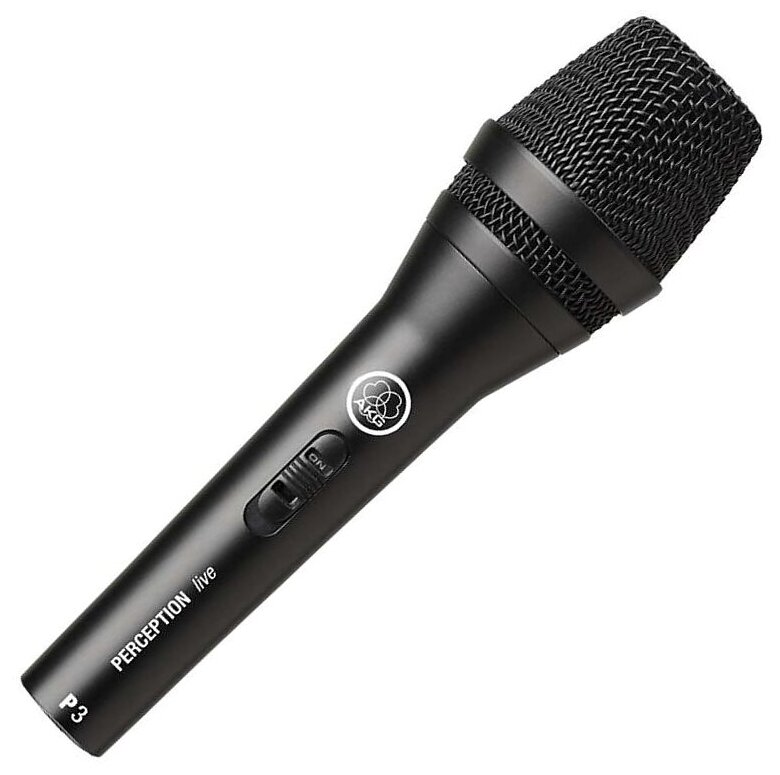 AKG P3S микрофон вокальный/инструментальный динамический кардиоидный, с выключателем, разъём XLR, частотный диапазон 40-20000Гц, чувствительность 2,5м