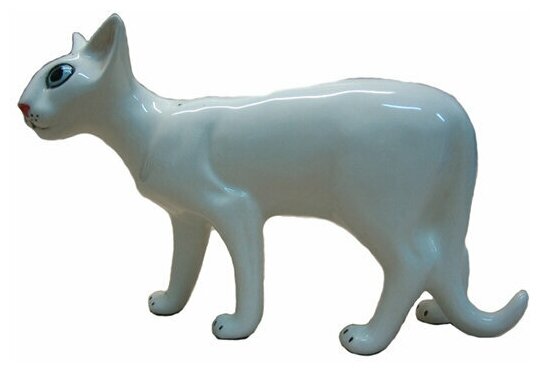 фото Ориентальная кошка сидит окрас черный статуэтка из фарфора