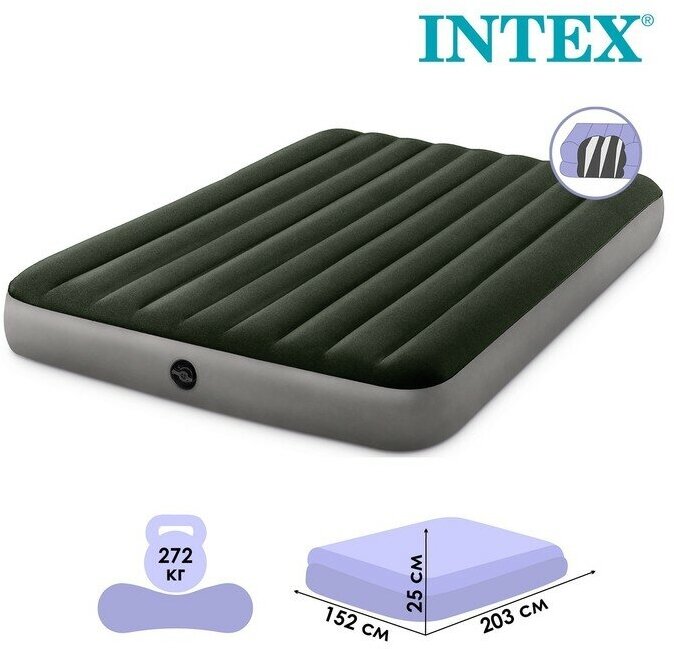 INTEX Матрас надувной DURA-BEAM QUEEN, 152 х 203 х 25 см, 64109 INTEX