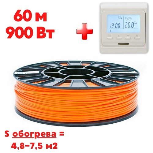 Кабельный теплый пол электрический в стяжку Теплософт Профи 60м 900Вт с электронным терморегулятором под плитку ламинат паркет линолеум ковролин 7000₽