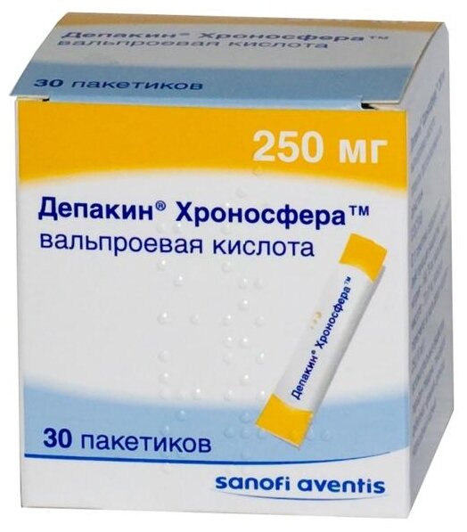 Депакин Хроносфера гран. с пролонг. высвоб., 250 мг, 30 шт.