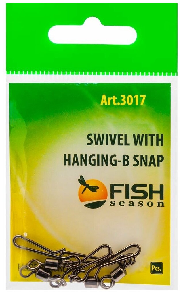 Вертлюжки с быстросъёмной застёжкой Fish Season SWIWEL w/HANGING-B Snap 3017 #04 18 кг (6 шт/уп)