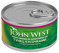 John West Тунец кусочками в подсолнечном масле, 185 г