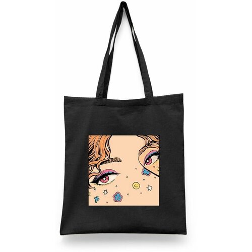 фото Сумка-шоппер унисекс каждому своё "глаза/аниме/портрет/япония" черная
