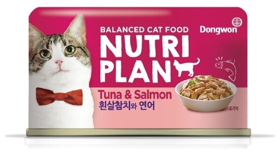 Влажный корм для кошек NUTRI PLAN Тунец с лососем, жел. банка, 160г - фотография № 13
