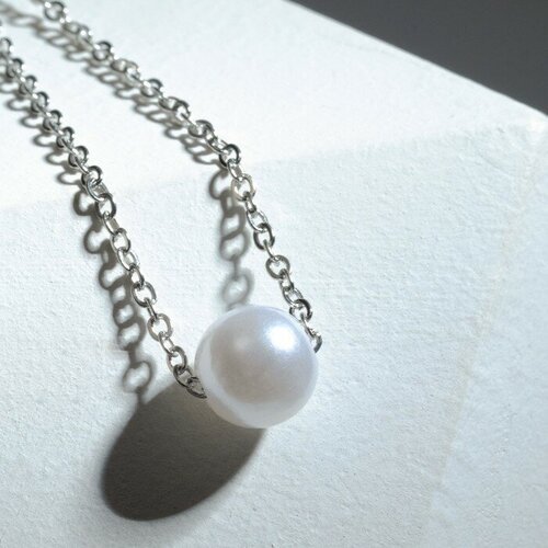 кулон эстетика на кольце цвет белый в серебре l 76 см Комплект подвесок, длина 45 см, белый