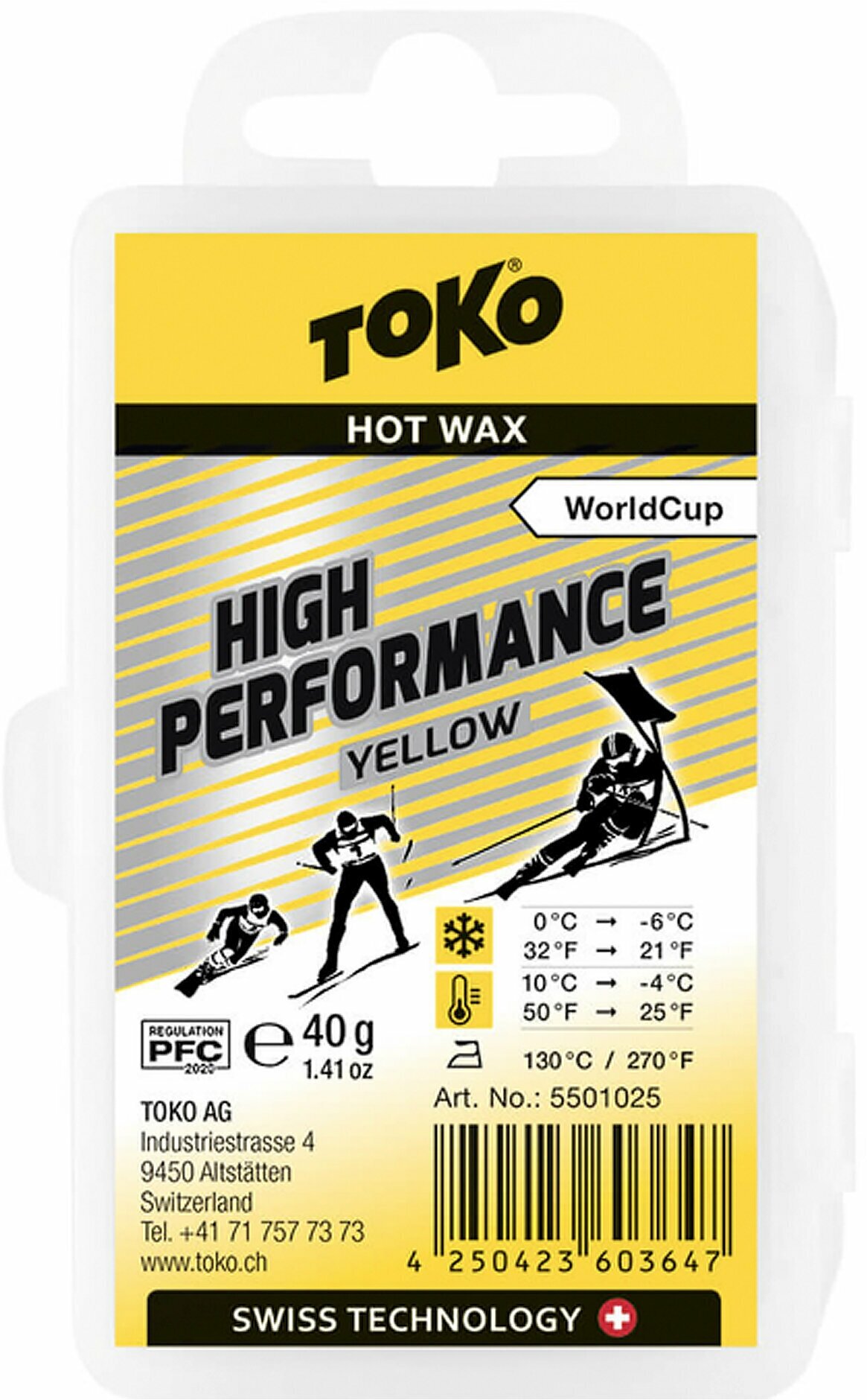 Высокофтористый парафин скольжения твердый TOKO High Performance 40g Yellow