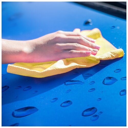 Салфетка автомобильная синтетическая замшевая для сбора воды 43х32см желтая, "Kolibriya" Magia-1, ю. Корея