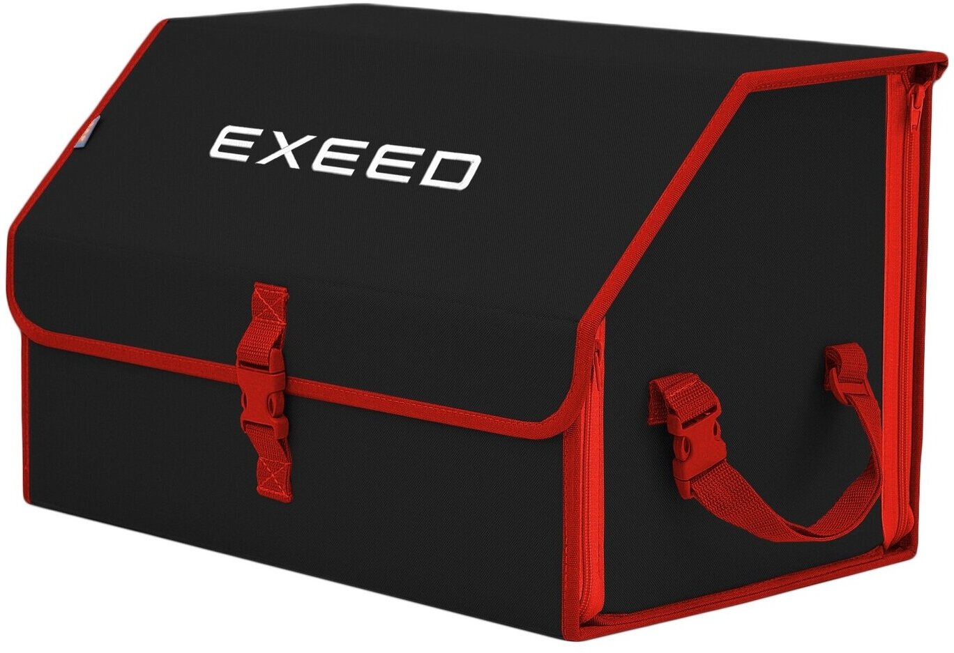 Органайзер-саквояж в багажник "Союз" (размер L). Цвет: черный с красной окантовкой и вышивкой Exeed (Эксид).