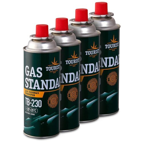 фото Баллон газовый цанговый tourist standard 220г, комплект 4шт.