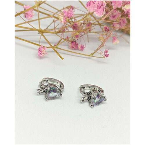 фото Серьги-кольца женские с цирконом с формой короны filimati