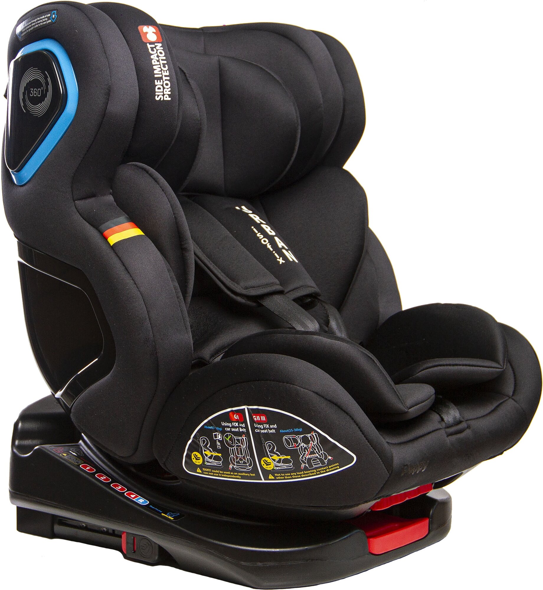 Детское автокресло Peppy Urban Isofix, группа 0-1-2-3 (до 36 кг), расцветка Black