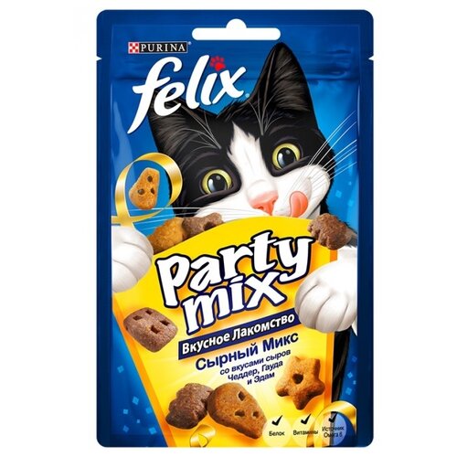 Лакомство для кошек FELIX PARTY MIX со вкусом сыра 60г