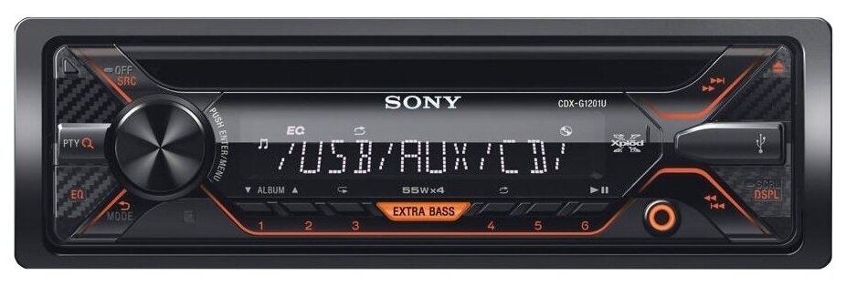 Автомагнитола SONY CDX-G1201U USB MP3 CD FM 1DIN 4x55Вт черный