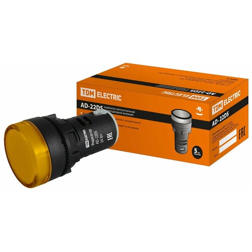 TDM Лампа AD-22DS(LED)матрица d22мм желтый 24В AC/DC TDM SQ0702-0021 светосигнальная арматура tdm лампа ad 22ds led матрица d22мм синий 12в ac dc tdm sq0702 0019