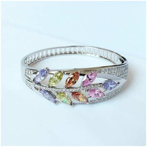 фото Браслет xuping, серебрянный, разноцветные, серебристые фианиты, 1 шт xuping jewelry