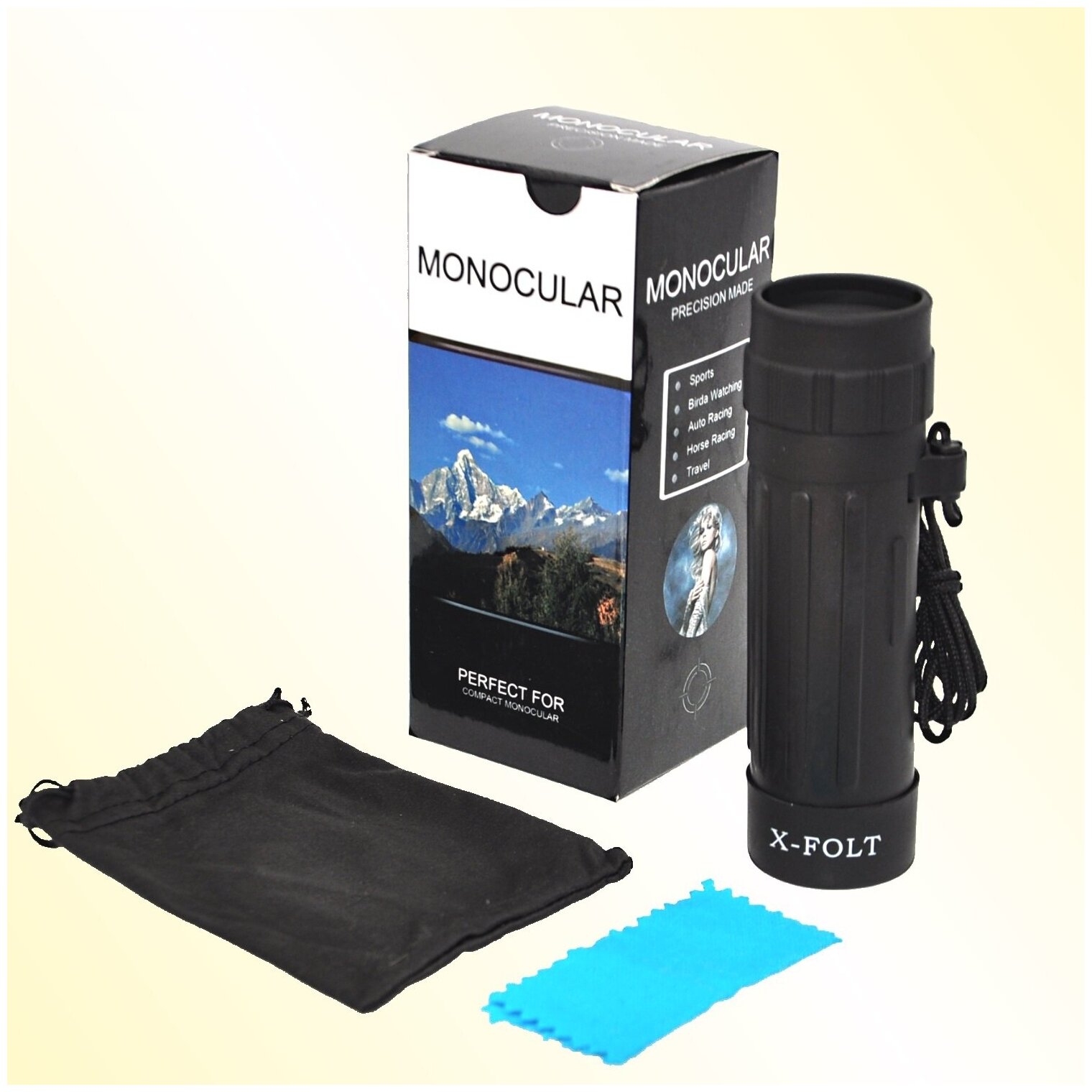 Монокуляр MONOSTICK 12x25 BLACK профессиональный для рыбалки и охоты бинокль подзорная труба