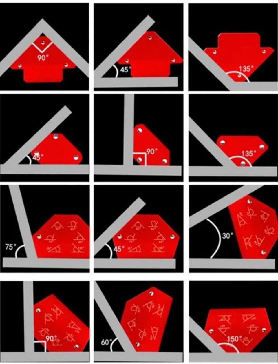 Магнитные угольники для сварки, 6 шт, красный, с ферритовым магнитом - фотография № 9