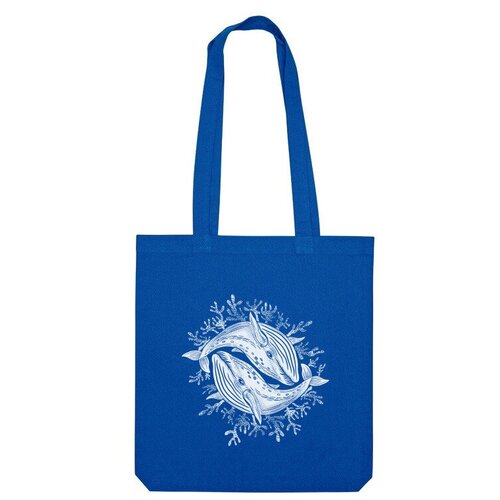 сумка киты голубой Сумка шоппер Us Basic, синий
