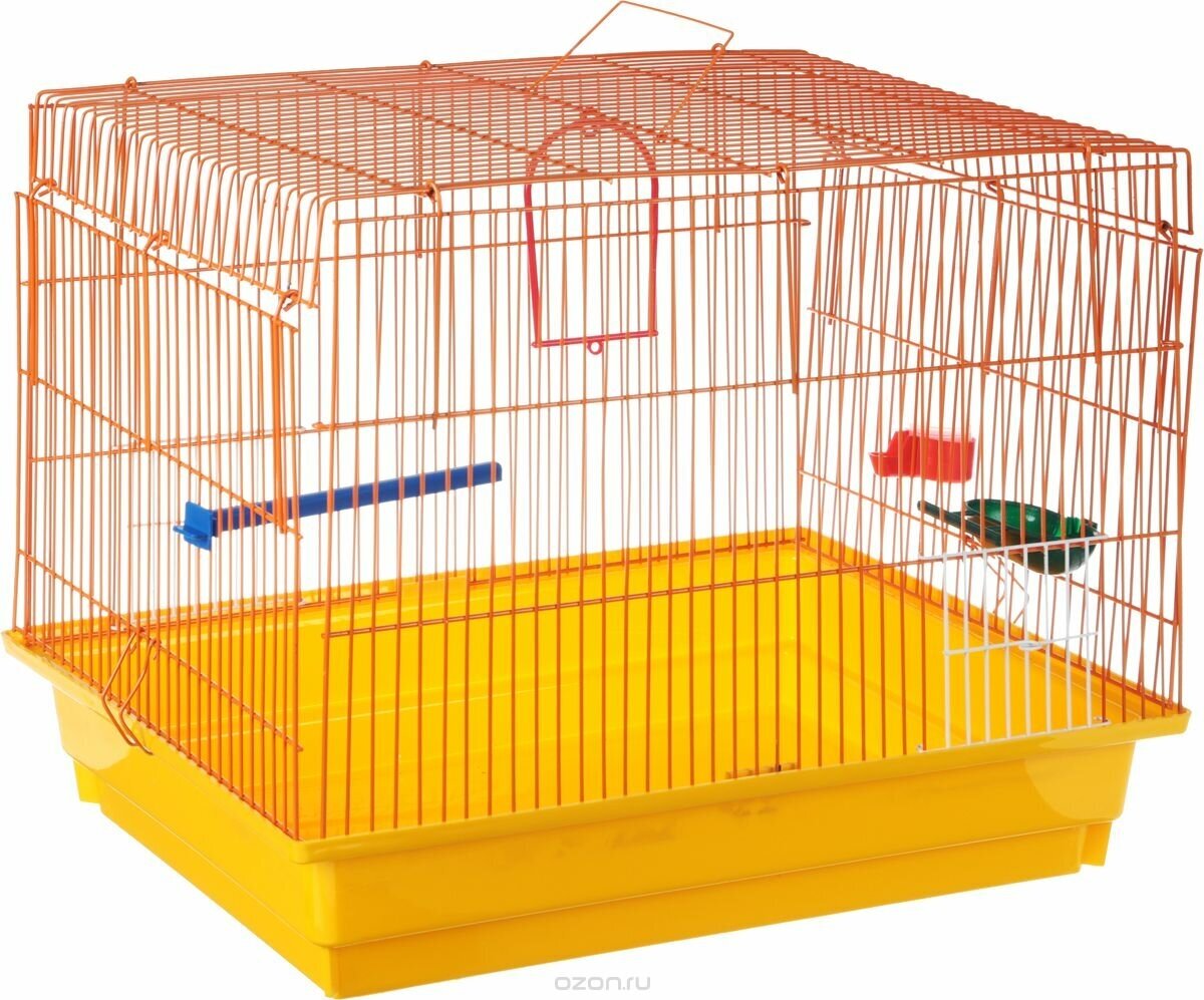 Клетка для птиц, попугаев большая 50*35*40 см, цвет микс - фотография № 4