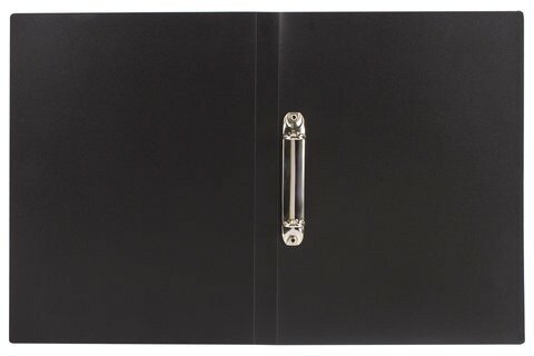 Папка на 2 кольцах BRAUBERG "Office", 21 мм, черная, до 120 листов, 0,5 мм, 221612