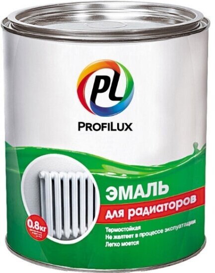 Эмаль для радиаторов акриловая Profilux Professional глянцевая белая 0,9 кг.