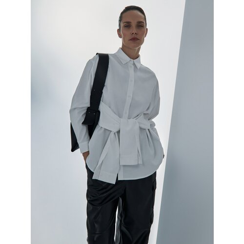 фото Gate31 рубашка жаклин с рукавами-завязками (белый-s)