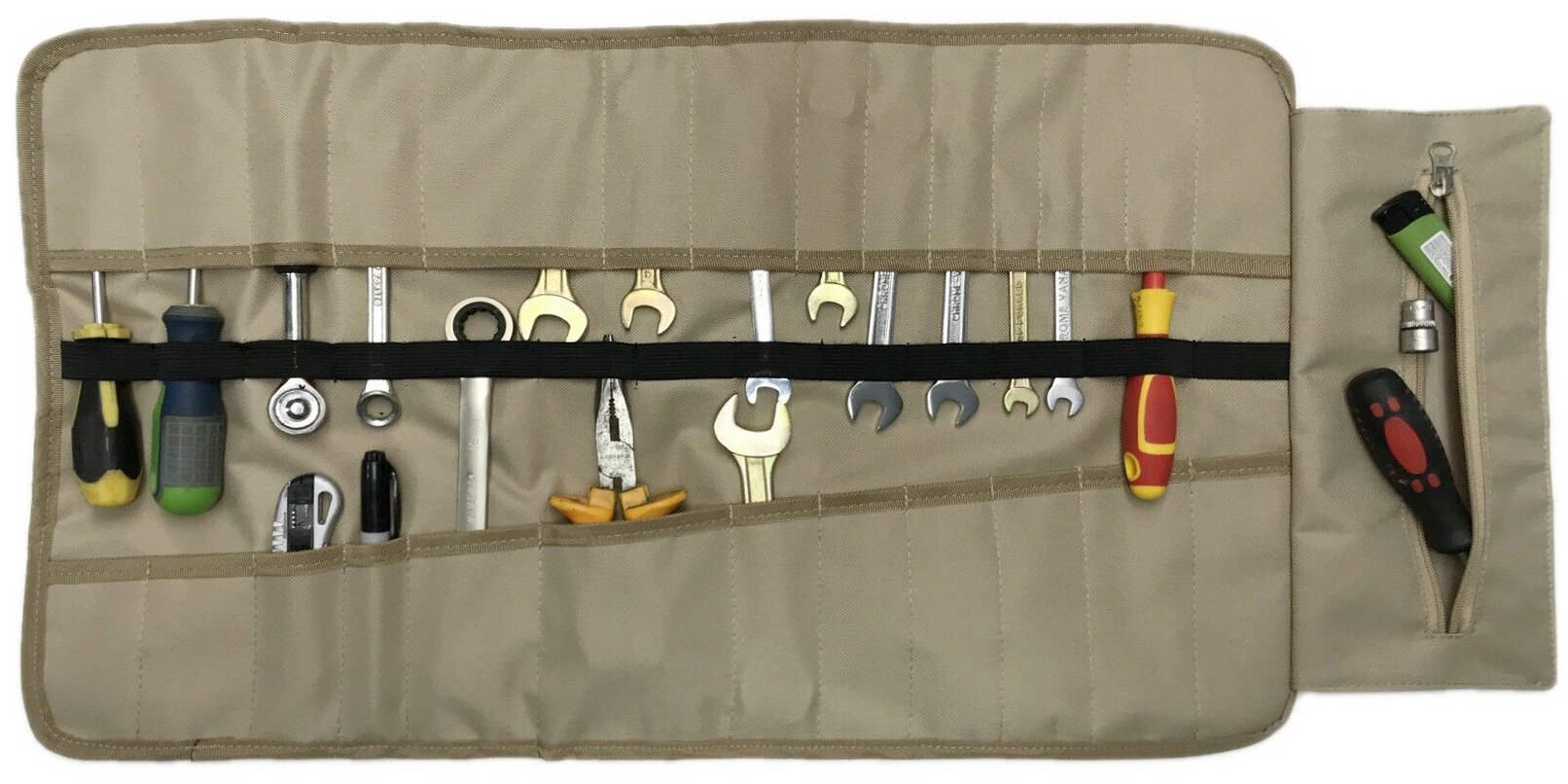 Сумка скрутка для инструмента AvtoPoryadok скатка с ремнями размер 58 х 35 х 10 см бежевая. - фотография № 1