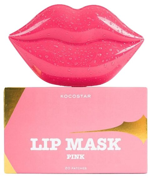 KOCOSTAR Патчи гидрогелевые для губ, с ароматом персика, розовые / Lip Mask Pink Peach Flavor 20 шт / 50 г