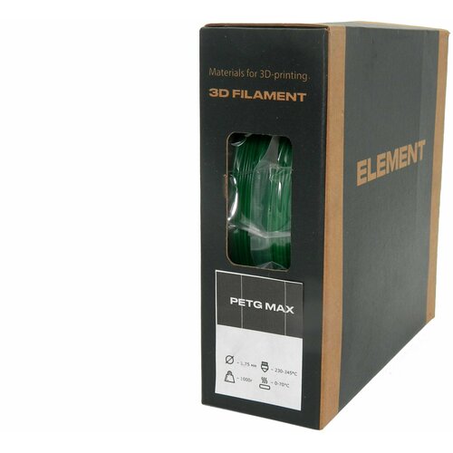 PETG пластик для 3д печтати петг для 3D принтера Element 3D 1.75мм, 1 кг, непрозрачный зеленый