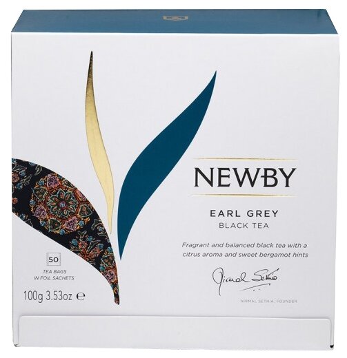 Чай черный Newby Earl Grey, в пакетиках, 2 г × 50 шт.