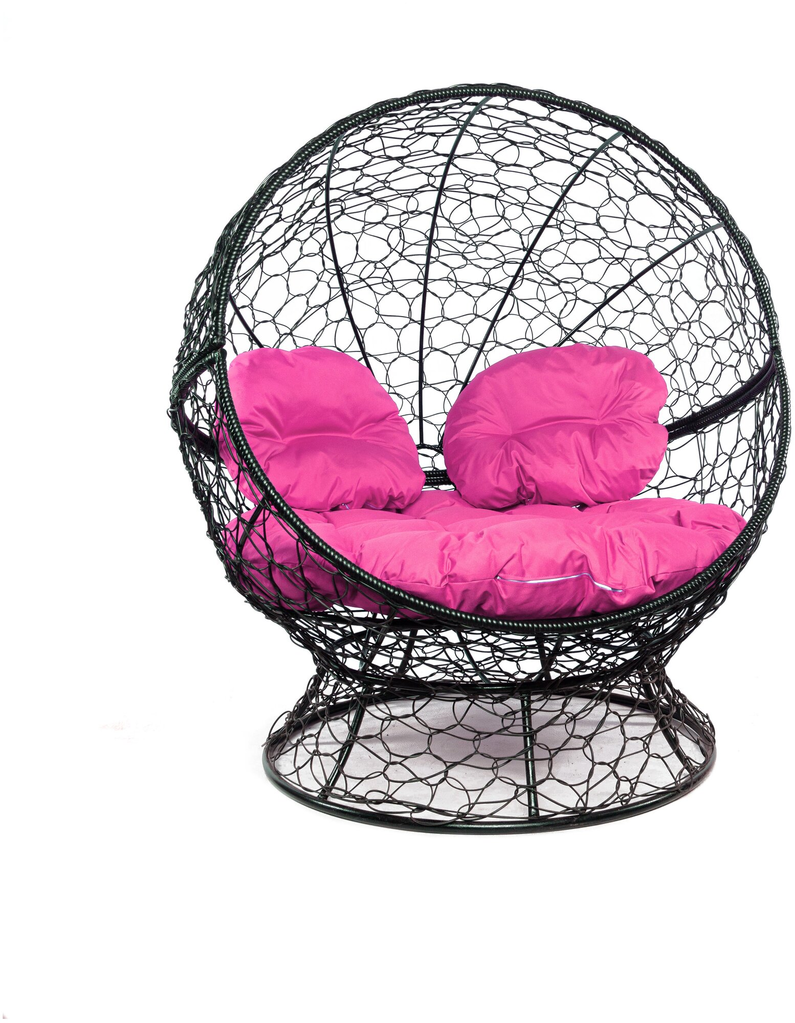 Кресло чёрное M-Group Апельсин ротанг, 11520408 розовая подушка - фотография № 16
