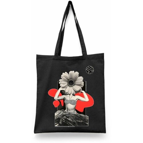 фото Сумка-шоппер унисекс каждому своё "абстракция/минимализм/арт" черная